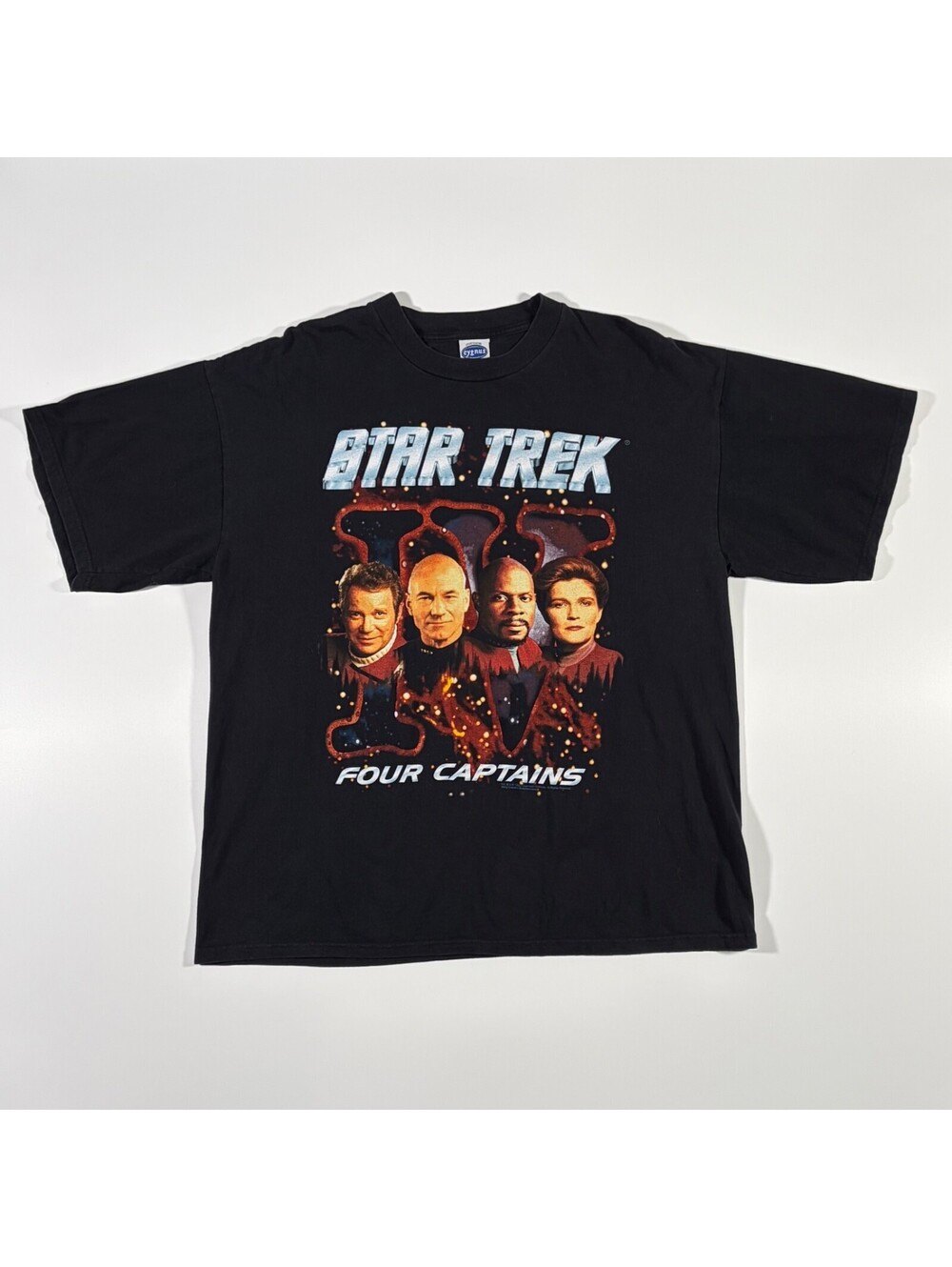 VTG 90s Star Trek Four Captains T Shirt XL Cygnus Black